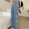 Blue Baggy Jeans Women Butterfly Print Aesthetic Denim Pants High Waist Straight Long Trousers Ladies Streetwear 2022