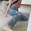 Blue Baggy Jeans Women Butterfly Print Aesthetic Denim Pants High Waist Straight Long Trousers Ladies Streetwear 2022