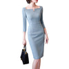 Blue Bodycon Dress Women Elegant Casual Work Midi Pencil Dresses Business Chic Office Lady Party Vestido Female Big Size