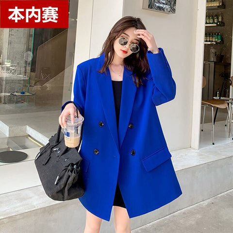 Blue Casual Suit Solid Color Jacket Women's Spring and Autumn Korean Style Loose Small Suit Top Trendy