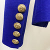 Blue Cotton Linen Blazer Women Casual Classic Green Women's Blazers with Gold Double-breasted Button Slim Suit Jackets Autumn