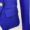 Blue Cotton Linen Blazer Women Casual Classic Green Women's Blazers with Gold Double-breasted Button Slim Suit Jackets Autumn