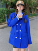 Blue Double Breasted Loose Blazer Jacket 2023 Autumn Women Elegant Chic Korean Style Casual Girl Suit Coat Outerwear 2228