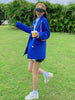 Blue Double Breasted Loose Blazer Jacket 2023 Autumn Women Elegant Chic Korean Style Casual Girl Suit Coat Outerwear 2228