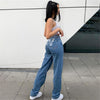 Blue High Waist Straight Leg Casual Jeans Women 2022 Spring Buttocks Butterfly Print Denim Trousers Office Lady Cotton Jeans