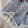 Blue Lace Denim Shorts For Women Summer Female High Waist Zipper Fly Appliques Slim Casual Plus Size Hole Jeans Shorts 2022