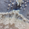 Blue Lace Denim Shorts For Women Summer Female High Waist Zipper Fly Appliques Slim Casual Plus Size Hole Jeans Shorts 2022