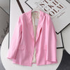 Blue Long Sleeve Woman Blazer 2023 Elegant Pronounced Shoulders Office Lady Blazers Coat Female Chic Flap Pockets Outerwear
