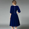 Blue Red Velvet Dress Winter Dresses Women 2022 Autumn Vestidos Woman Slash Neck Ball Gown Party Dress Mujer With Pocket
