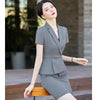 Blue Suits Women Summer Thin High End Professional Temperament Short Sleeve Slim Blazer And Skirt Office Ladies Work Wear