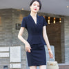 Blue Suits Women Summer Thin High End Professional Temperament Short Sleeve Slim Blazer And Skirt Office Ladies Work Wear
