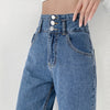 Blue Vintage Women Jeans High Waist Straight Cotton Loose Wide Leg Denim Pants 90s Aesthetic Urban  Baggy Streetwear