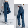Blue Vintage Women Jeans High Waist Straight Cotton Loose Wide Leg Denim Pants 90s Aesthetic Urban  Baggy Streetwear