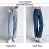 Blue Vintage Women Jeans High Waist Straight Cotton Loose Wide Leg Denim Pants 90s Aesthetic Urban  Baggy Streetwear