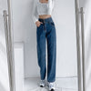 Blue Vintage Women Jeans High Waist Straight Cotton Loose Wide Leg Denim Pants 90s Aesthetic Urban  Baggy Streetwear