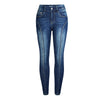 Blue Washed Plus Size Skinny Jeans For Women  Mid Rise Pull On Ankle Jeans Woman Elastic Push Up Jeans Legging Denim Pencil Pant