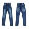 Blue Washed Plus Size Skinny Jeans For Women  Mid Rise Pull On Ankle Jeans Woman Elastic Push Up Jeans Legging Denim Pencil Pant