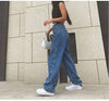Blue jeans women's retro streetwear pants plus size clothing high waist jeans loose straight-leg pants mom jeans