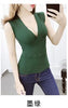 Blusas Escotadas Cross Summer Ladies T Shirt Women Sleeveless Tank Top Sexy Cross Low-cut V-neck Rib Knitting T-shirt Vest