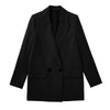 Bmissingyou Autumn Women's Casual Blazers Long Sleeve Double Buttons With Pocket Suit Jacket Office Outwear Back Split Overcoat