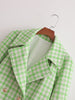 Bmissingyou Green Plaid Lapel Double-breasted Suit Blazer Women's Autumn Oversized Jacket with Pockets Casual Lady Outwear