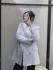 Bmissingyou Light Blue Textured Casual Suit Blazer 2023 Fall Double Breasted Slim Fit Ladies Long Sleeve Blazer Outfits