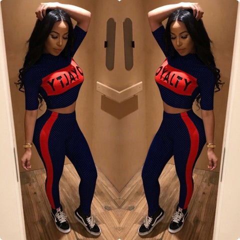 Casual Ladies 2 Piece Set Print Jumpsuit Women Tops Rompers Long Pants Autumn Short Sleeve Sexy Bodysuit Overalls