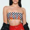 Sexy Plaid Strapless Strechable Bralette Crop Top Dentelle 2022 Co Fla Sleeveless Cropped Tank Tops Women Camisole