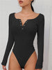 Bodycon Sexy Black Knitted Bodysuits Long Sleeve Skinny Buttons Bodysuit Women Shirt 2023 Romper Female Jumpsuits