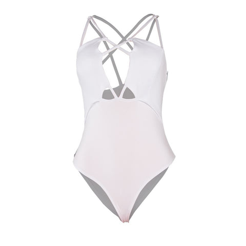 Bodysuit Women Lace Up Jumpsuit Body Female Deep V-Neck Sexy Bodysuits Summer Rompers