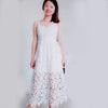 Bohemiah Lace Dress Summer Women Elegant Fit and Flare White Party Beach Dresses Long Spaghetti Dress Z0011