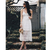 Bohemiah Lace Dress Summer Women Elegant Fit and Flare White Party Beach Dresses Long Spaghetti Dress Z0011