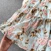 Bohemian Floral Chiffon Midi Dress Women Sexy Slash Neck Ruffle Short Sleeve A-line Printed Vacation Beach Vestidos Robe 2022