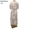 Bohemian Floral Chiffon Midi Dress Women Sexy Slash Neck Ruffle Short Sleeve A-line Printed Vacation Beach Vestidos Robe 2022