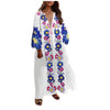 Bohemian Maxi Dresses For Women Summer Floral Print Beach Dress Ethnic Style Long Sleeve V Neck Tassel Plus Size Long Dress 2022