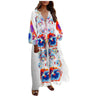 Bohemian Maxi Dresses For Women Summer Floral Print Beach Dress Ethnic Style Long Sleeve V Neck Tassel Plus Size Long Dress 2022