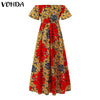 Bohemian Off Shoulder Dress VONDA 2023 Women Sexy Flare Sleeve Printed Long Maxi Dress Baggy Vestido Robe Femme Ovesized Robe