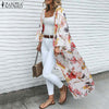 Bohemian Printed Maxi Kimono Women's Summer Blouses ZANZEA 2023 Casual Long Sleeve Cover Up Female Floral Tunic Cardigan Tops