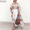 Bohemian Printed Maxi Kimono Women's Summer Blouses ZANZEA 2023 Casual Long Sleeve Cover Up Female Floral Tunic Cardigan Tops