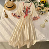 Women's Bohemian Style Desert Outing Floral Embroidery Tassel Indie Folk Long