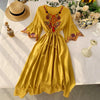 Women's Bohemian Style Desert Outing Floral Embroidery Tassel Indie Folk Long