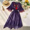 Women's Bohemian Style Desert Outing Floral Embroidery Tassel Indie Folk Long
