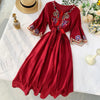 Women's Bohemian Style Desert Outing Floral Embroidery Tassel Indie Folk Long