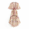 Bohemian style open waist print holiday dress 19 summer knot beach skirt swing skirt m9-0059