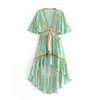 Bohemian style open waist print holiday dress 19 summer knot beach skirt swing skirt m9-0059