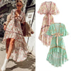 Bohemian style open waist print holiday dress 19 summer knot beach skirt swing skirt m9-0059
