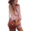 Chiffon Dresses Slash Neck Beach Summer Beach Mini Dress Lantern Long Sleeve Ruffle Women Sexy Party Vintage Dress GV687