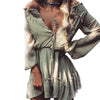 Chiffon Dresses Slash Neck Beach Summer Beach Mini Dress Lantern Long Sleeve Ruffle Women Sexy Party Vintage Dress GV687
