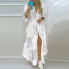 Boho Dress 2023 Autumn Single Breasted Button Irregular Long Dress Women Sexy Turn-down Collar Newspaper Letter Print Maxi Dress