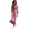 Dress Chic Floral Print Cotton Maxi Dess V-neck Long Sleeve Tassel Women Dresses 2022 Autumn Bohemia Femme Dresses
